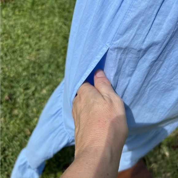 Xirena Lorraine Smocked Tiered Cotton Midi Dress Blue Cottage Prairie Summer XS - Picture 6 of 8